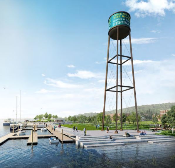 The water tower included in the conceptual waterfront design in 2018
