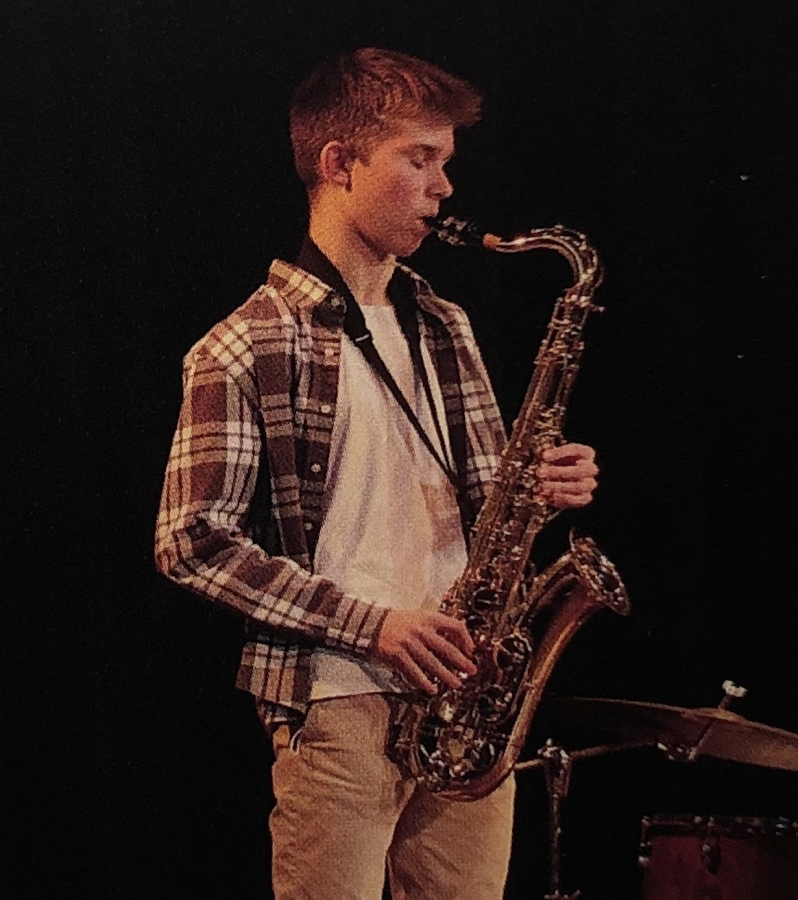 Owen Druehl playing the saxophone